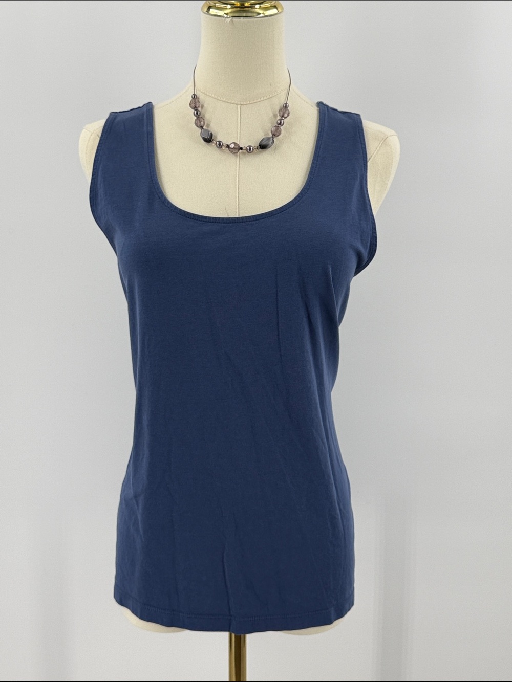 Ann Taylor blue Scoop Neck Tank - Sleeveless Cotton Blend